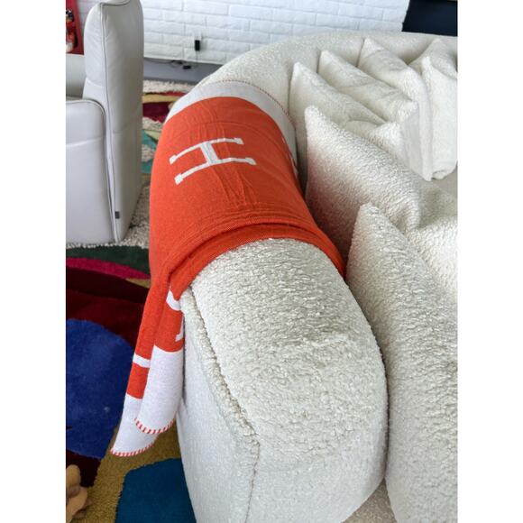 H Blanket Orange White NWT - Picture 6 of 10